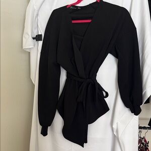 PrettyLittleThing Black Wrap Blouse